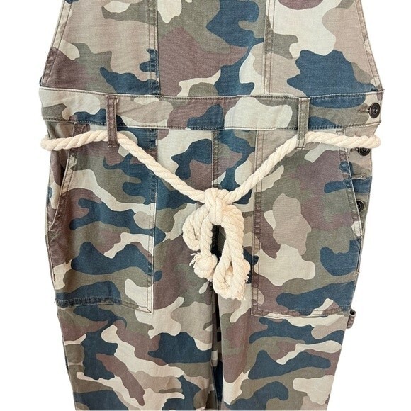 Anthropologie Camo Utility Relaxed Carpenter Overalls Cotton Stretch Size 6 - Picture 7 of 13